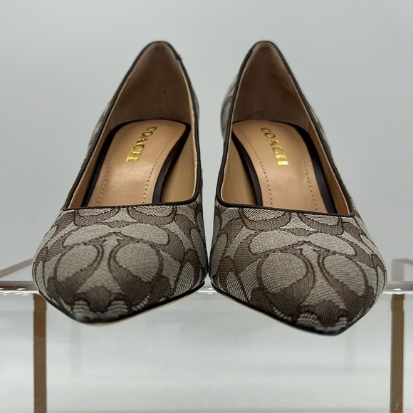 Coach Skyler Monogram Jacquard Pumps Oak Maple - Picture 8 of 16